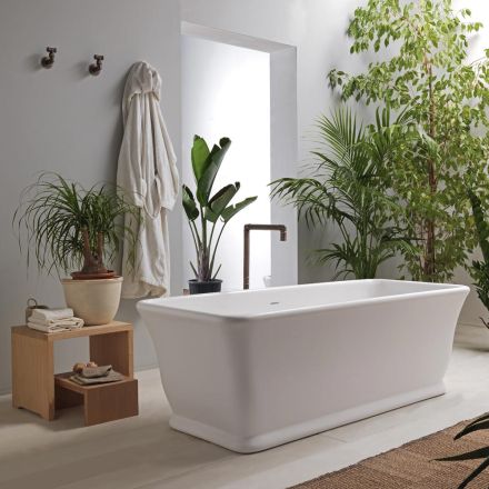 Vasca Bianca Freestanding inSolid Surface Made in Italy - Cleopatra Viadurini