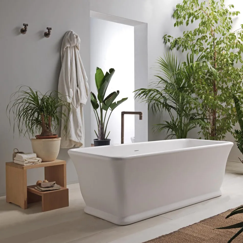 Vasca Bianca Freestanding inSolid Surface Made in Italy - Cleopatra Viadurini