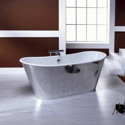 Vasca da bagno freestanding in ghisa placcata alluminio Ida Viadurini
