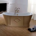 Vasca da bagno vintage freestanding in ghisa verniciata e decorata Allen