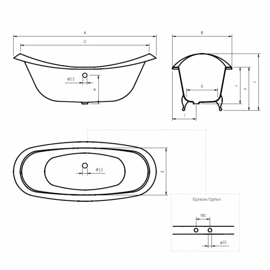 Vasca da Bagno Freestanding Vintage con Piedini, in Ghisa – Nadine Viadurini