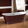 Vasca da bagno in ghisa vintage con copertura esterna in cuoio Elsie