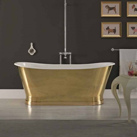 Vasca di design in ghisa con copertura esterna in ottone Roy Viadurini