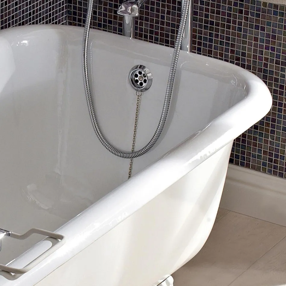 Vasca Freestanding Design Vintage in Ghisa Bianca, Made in Italy – Marwa Viadurini