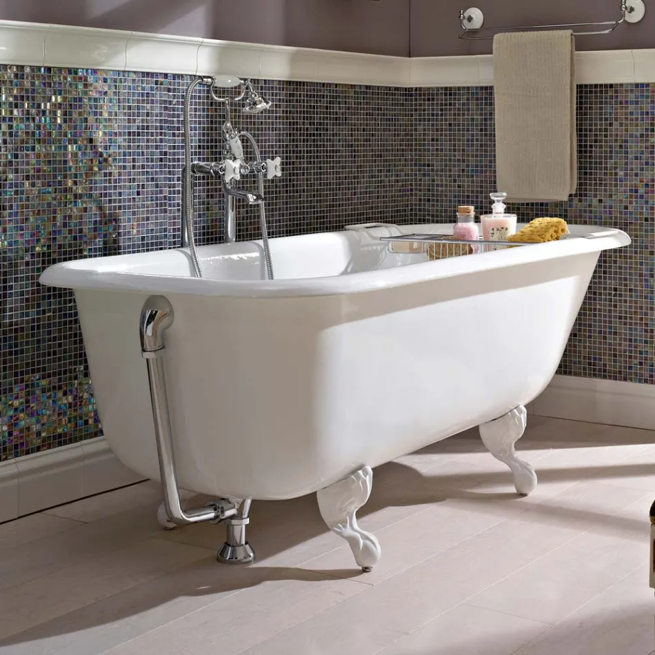 Vasca Freestanding Design Vintage in Ghisa Bianca, Made in Italy – Marwa Viadurini