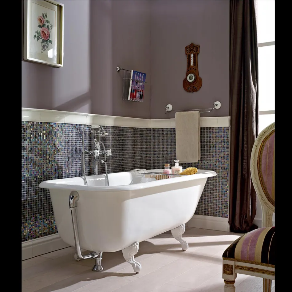 Vasca Freestanding Design Vintage in Ghisa Bianca, Made in Italy – Marwa Viadurini