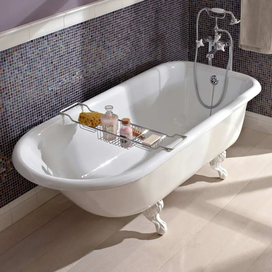 Vasca Freestanding Design Vintage in Ghisa Bianca, Made in Italy – Marwa Viadurini