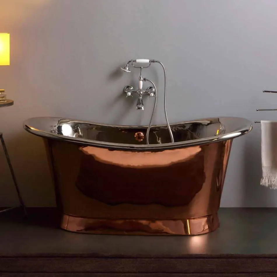 Vasca freestanding di design finitura nickel e rame Angelica Viadurini