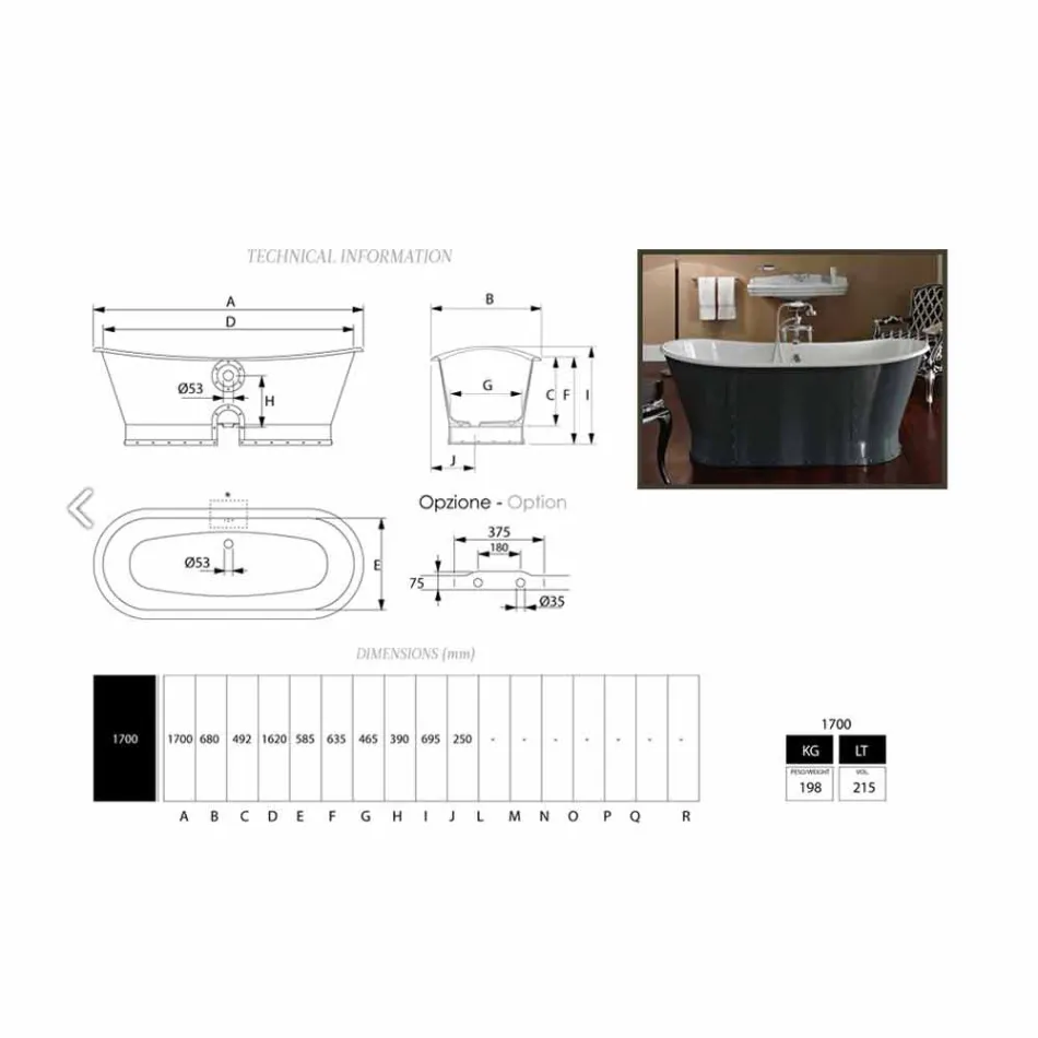Vasca freestanding in ghisa verniciata dal design originale Cox Viadurini