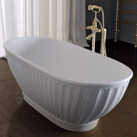 Vasca in Solid Surface con Esterno Bianco Matt Made in Italy - Ross  Viadurini