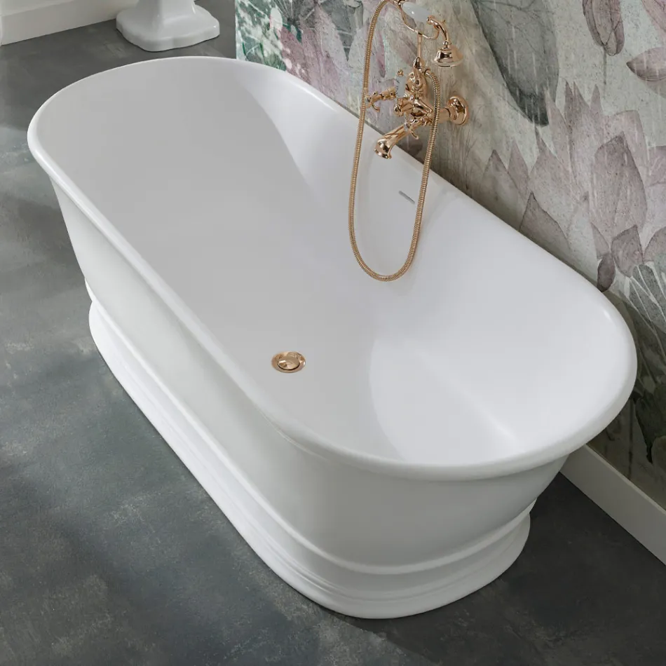 Vasca in Solid Surface con Troppopieno Integrato Made in Italy - Aurelio Viadurini