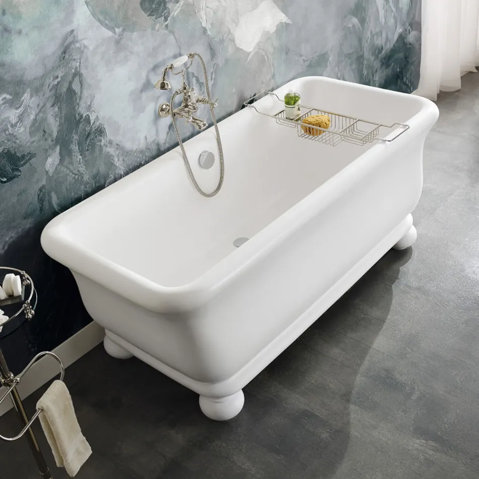 Vasca in Solid Surface Rettangolare Morbida sugli Angoli Made in Italy - Fulvio Viadurini