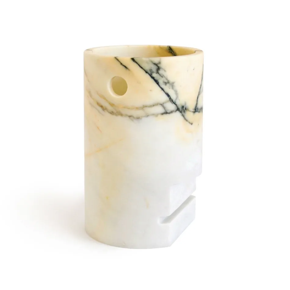 Vaso a Forma di Viso in Marmo Satinato Made in Italy - Asahi Viadurini