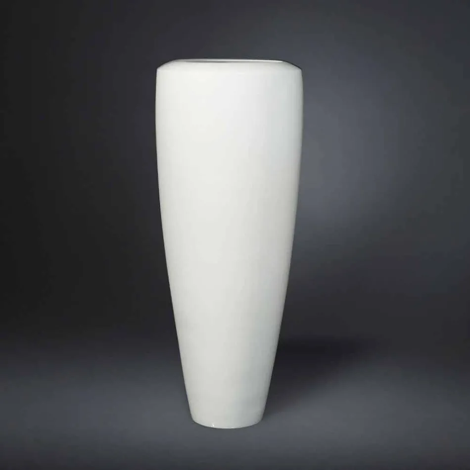 Vaso Alto Artigianale in Ceramica Bianca Opaca Realizzato in Italia - Capuano Viadurini