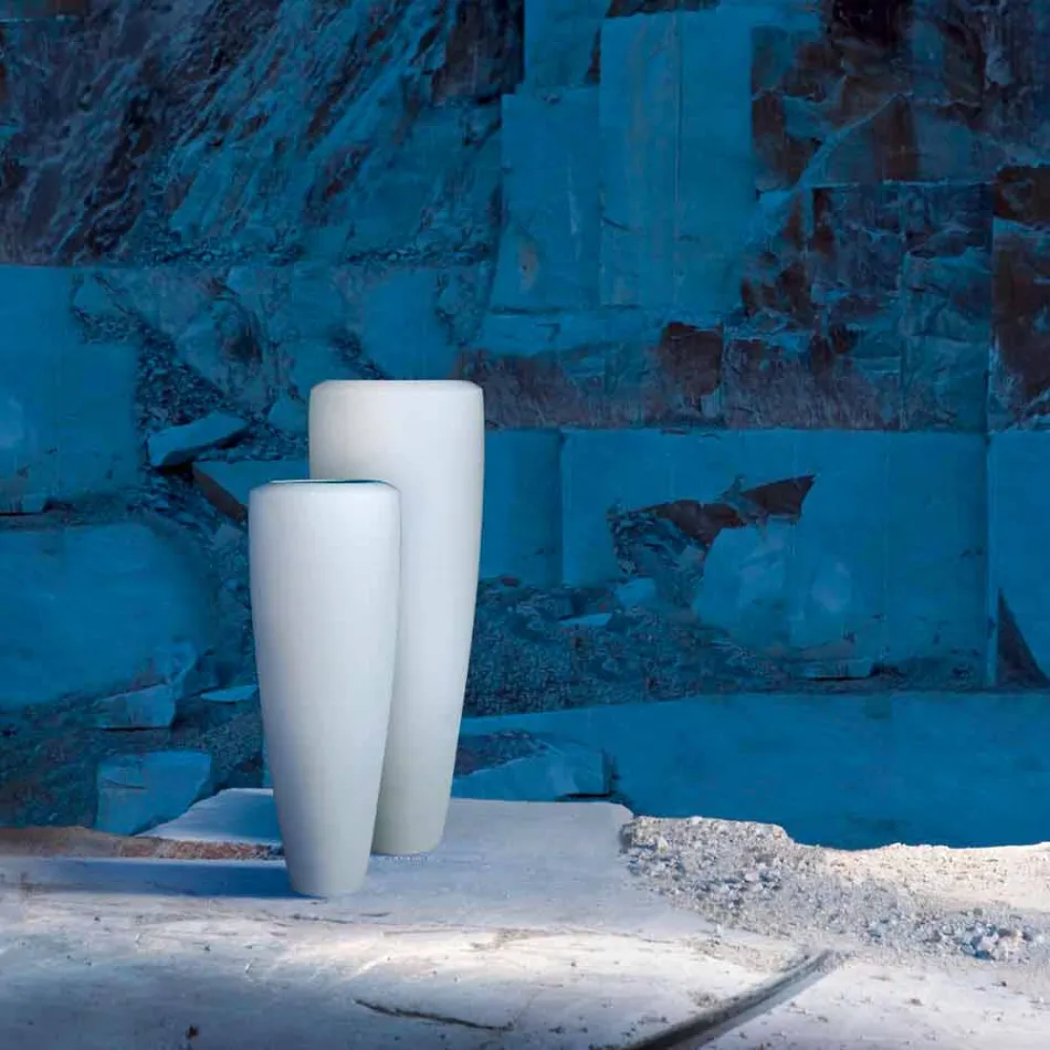 Vaso Alto Artigianale in Ceramica Bianca Opaca Realizzato in Italia - Capuano Viadurini