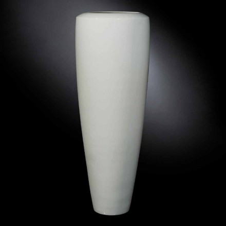 Vaso Alto Artigianale in Ceramica Bianca Opaca Realizzato in Italia - Capuano Viadurini