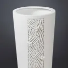 Vaso Alto da Interno in Ceramica Bianca con Decoro Made in Italy - Calisto Viadurini