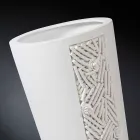 Vaso Alto da Interno in Ceramica Bianca con Decoro Made in Italy - Calisto Viadurini