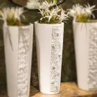 Vaso Alto da Interno in Ceramica Bianca con Decoro Made in Italy - Calisto Viadurini
