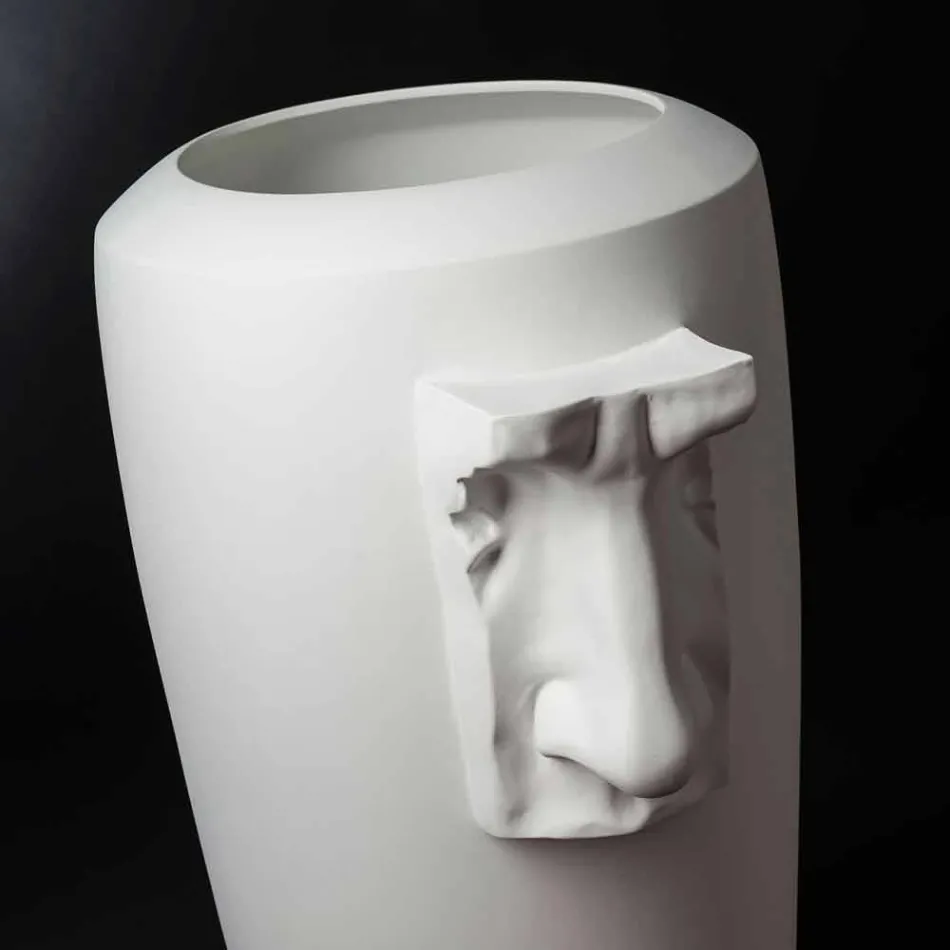 Vaso Alto da Interno in Ceramica Bianca Lavorata a Mano in Italia - Capuano Viadurini