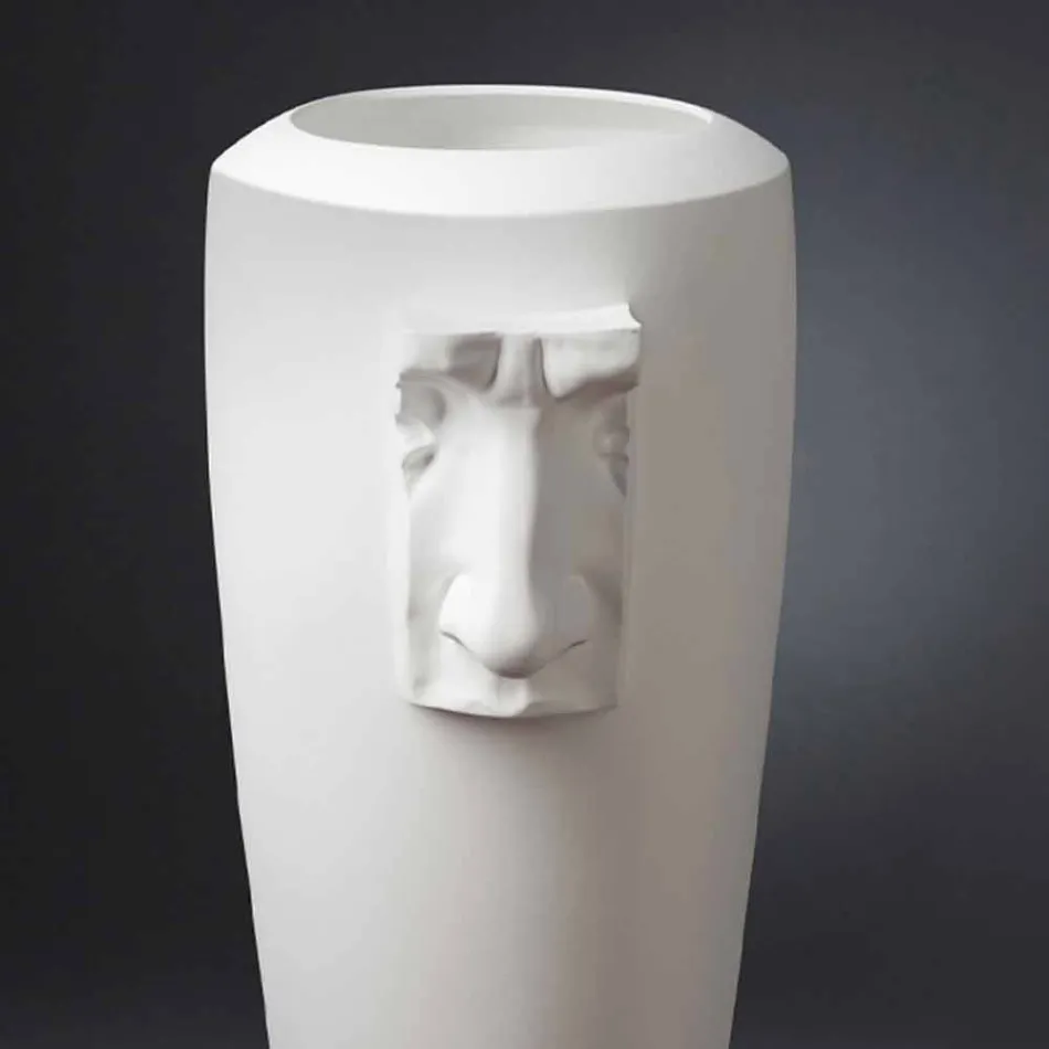Vaso Alto da Interno in Ceramica Bianca Lavorata a Mano in Italia - Capuano Viadurini