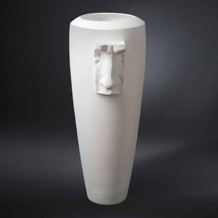 Vaso Alto da Interno in Ceramica Bianca Lavorata a Mano in Italia - Capuano Viadurini
