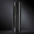 Vaso Alto da Interno in Ceramica Nera Opaca e Acciaio Made in Italy - Jesolo Viadurini