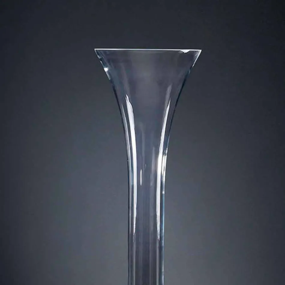 Vaso Alto da Interno in Vetro Trasparente e Bianco Made in Italy - Ludovico Viadurini