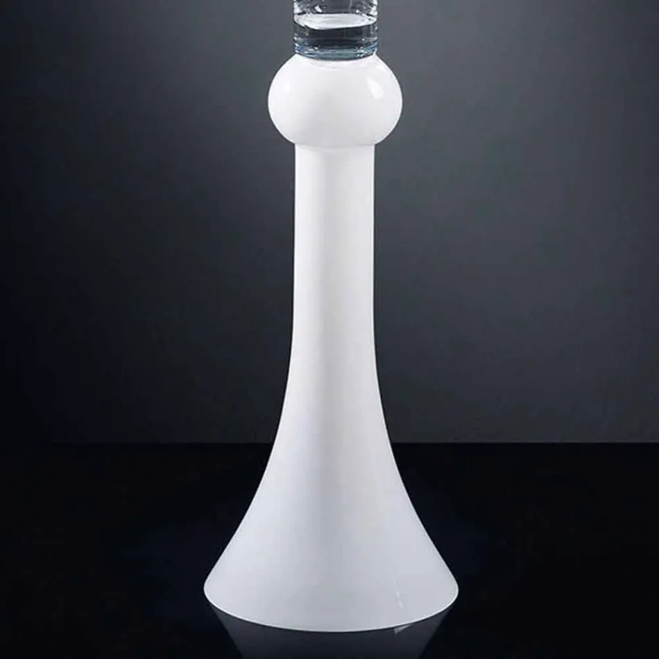 Vaso Alto da Interno in Vetro Trasparente e Bianco Made in Italy - Ludovico Viadurini