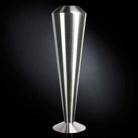 Vaso Alto Decorativo in Acciaio Satinato Realizzato in Italia Pregiato - Vesper Viadurini