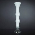 Vaso Alto Decorativo in Vetro Trasparente e Bianco Realizzato in Italia - Gondo