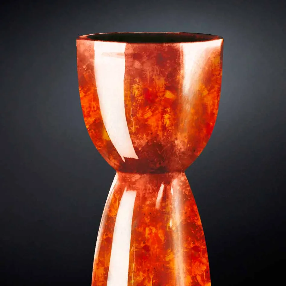 Vaso Alto in Polietilene Finitura Marmo o Radica Realizzato in Italia - Renata Viadurini