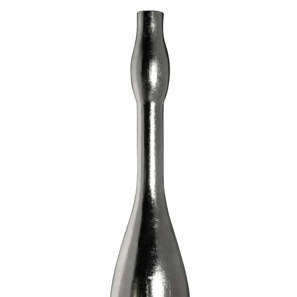 Vaso Alto Moderno in Resina Finitura Foglia Oro o Argento Made in Italy - Quarzo Viadurini