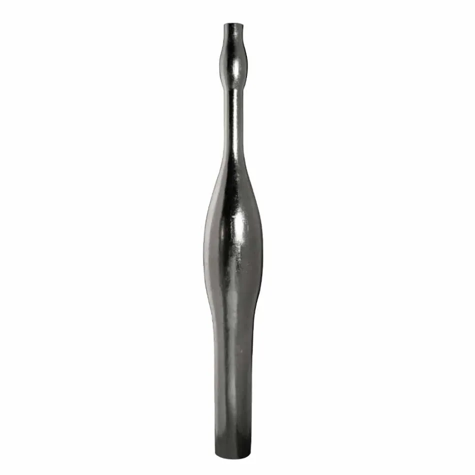 Vaso Alto Moderno in Resina Finitura Foglia Oro o Argento Made in Italy - Quarzo Viadurini