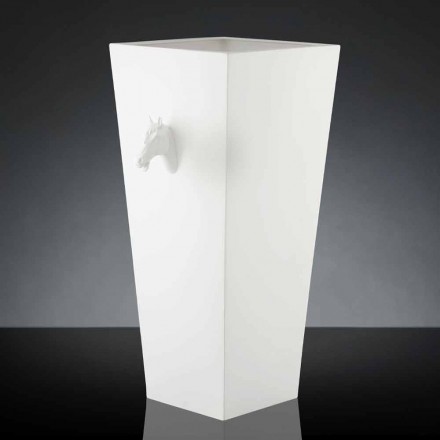 Vaso Alto per Interni in Ceramica Bianca Lavorata a Mano in Italia - Jacky Viadurini