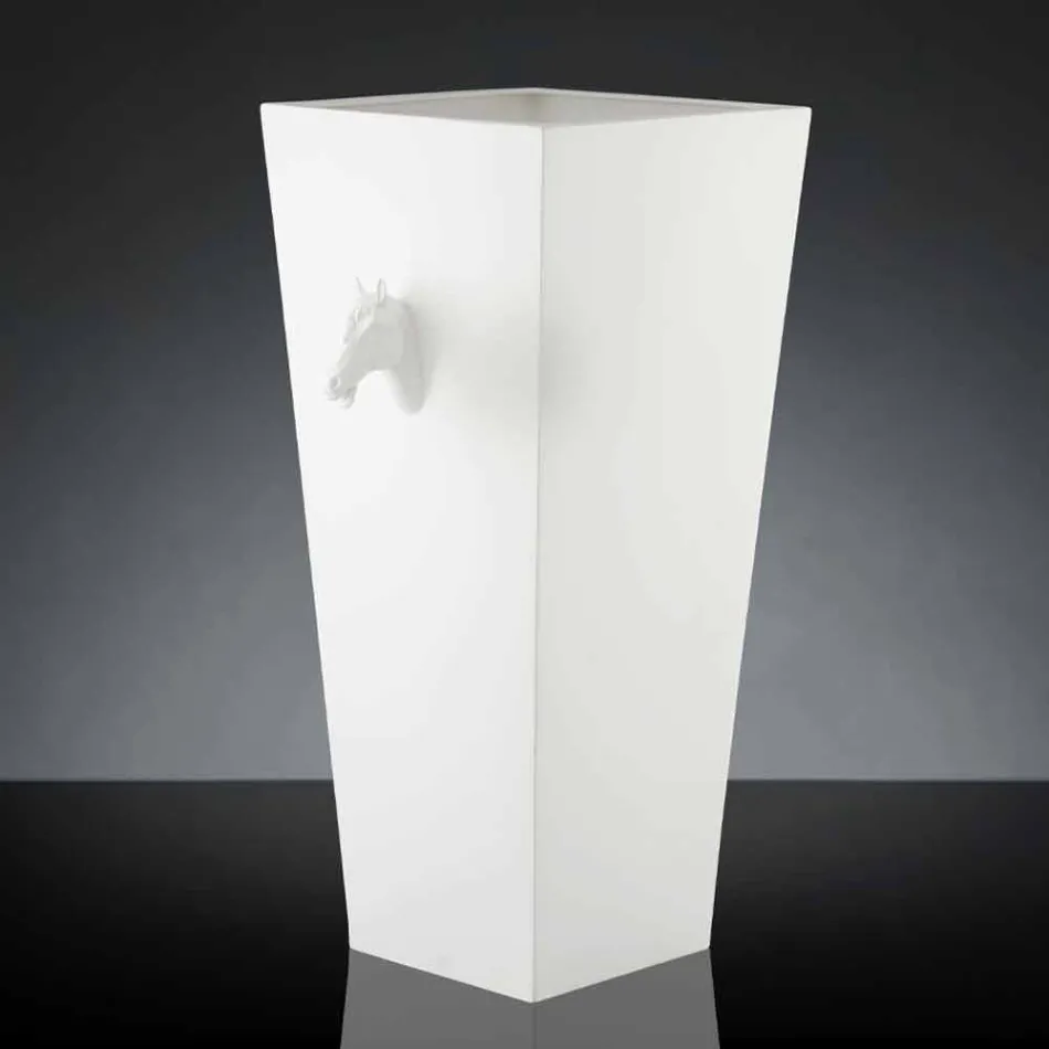Vaso Alto per Interni in Ceramica Bianca Lavorata a Mano in Italia - Jacky Viadurini