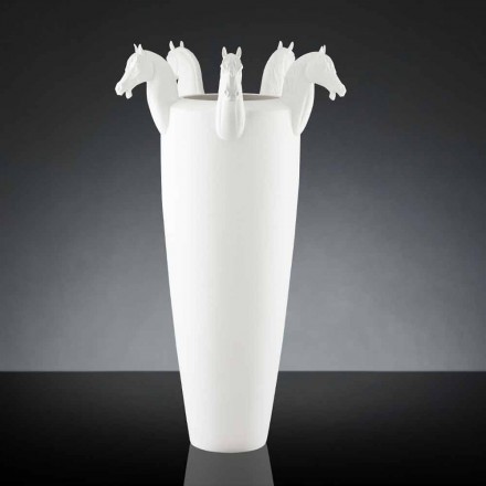 Vaso Alto per Interni in Ceramica Bianca o Oro Lucido Made in Italy - Jacky Viadurini