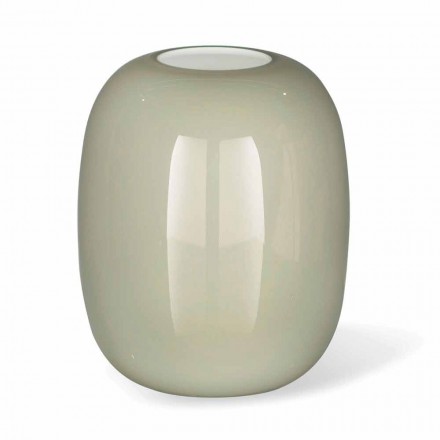 Vaso Artigianale in Vetro Lucido Bianco o Grigio Realizzato in Italia - Malindi Viadurini