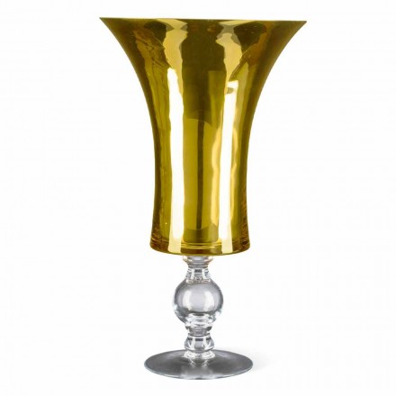 Vaso Artigianale in Vetro Soffiato Bianco o Oro 24k Made in Italy - Canberra Viadurini