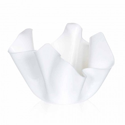 Vaso bianco da interno/esterno design dappreggiato Pina, made in Italy Viadurini