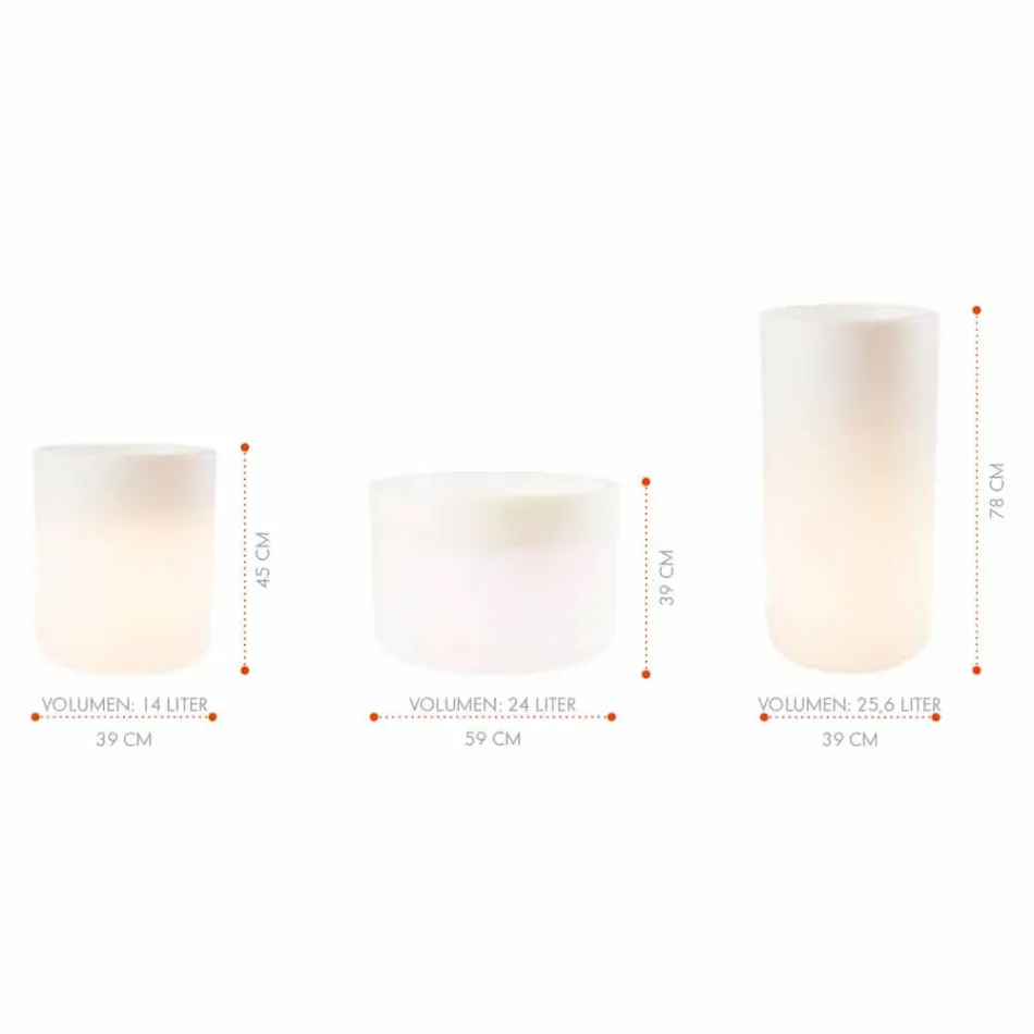 Vaso con Illuminazione Solare o Led Design da Interno o Esterno - Cilindrostar Viadurini