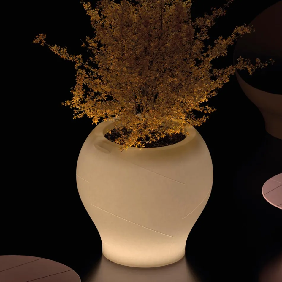 Vaso da Giardino Luminoso in Polietilene Alabasro Made in Italy - Loto Viadurini