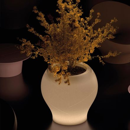 Vaso da Giardino Luminoso in Polietilene Alabasro Made in Italy - Loto Viadurini