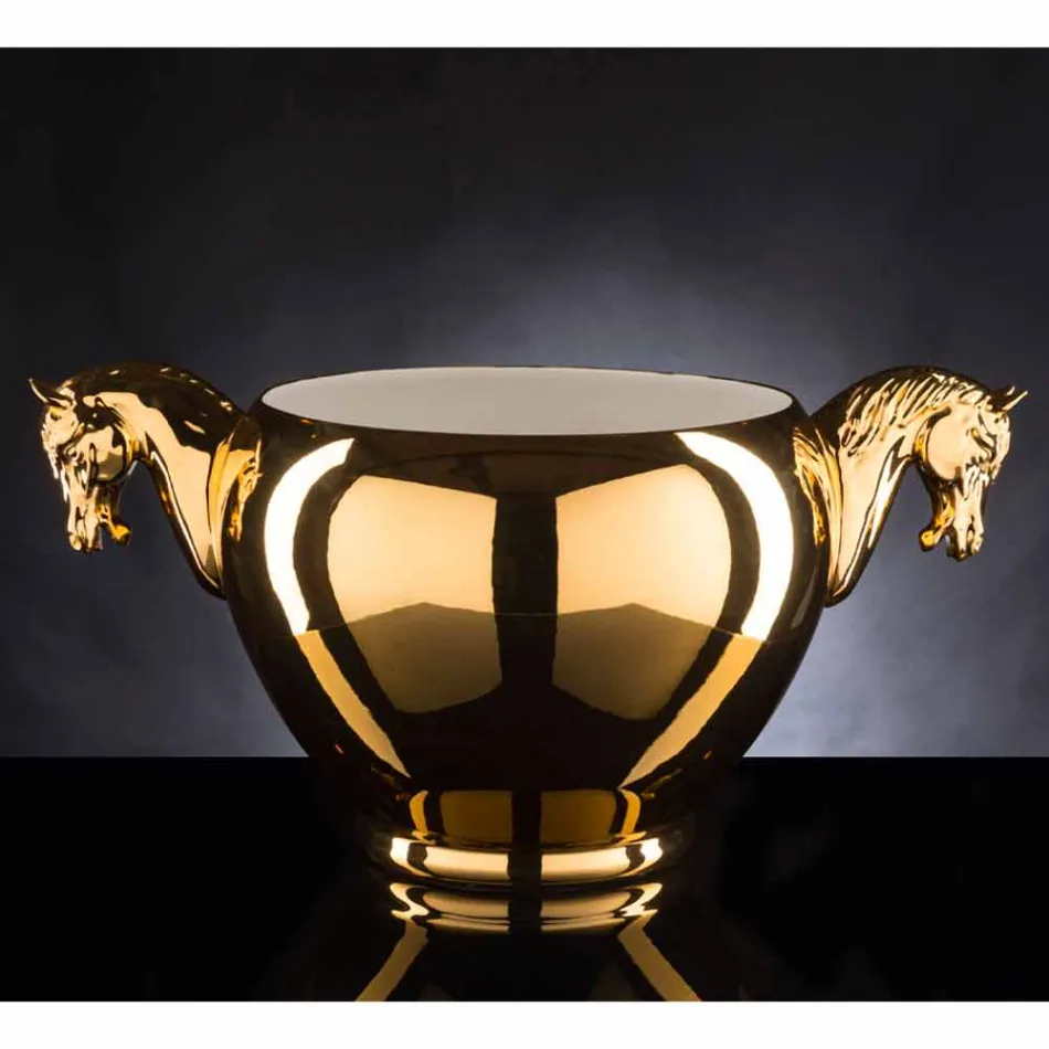 Vaso da Interno in Ceramica Bianca o Oro 24k Lavorata a Mano in Italia - Jacky Viadurini