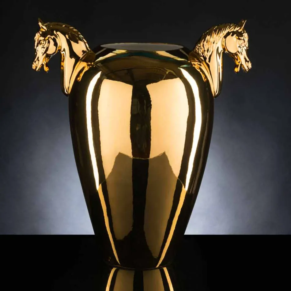 Vaso da Interno in Ceramica Bianca o Oro 24k Lavorata a Mano in Italia - Jacky Viadurini