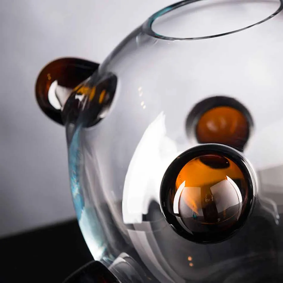 Vaso da Interno Tondo in Vetro Soffiato di Murano Realizzato in Italia - Astore Viadurini