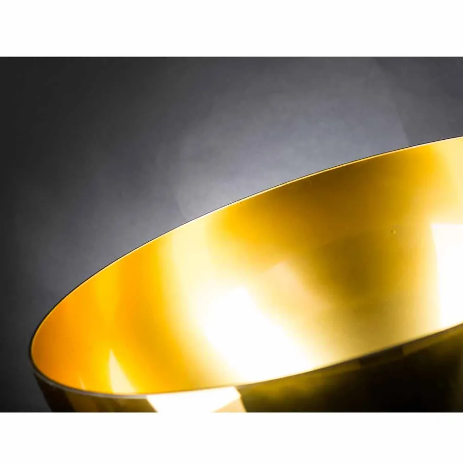 Vaso da Interno Tondo in Vetro Soffiato Finitura Oro 24k Made in Italy - Golden Viadurini