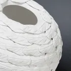 Vaso Decorativo a Sfera in Ceramica Bianca Decorata Made in Italy - Ercolano Viadurini