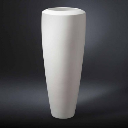 Vaso Decorativo Alto in Ceramica Bianca Lavorata a Mano Made in Italy - Jacky Viadurini