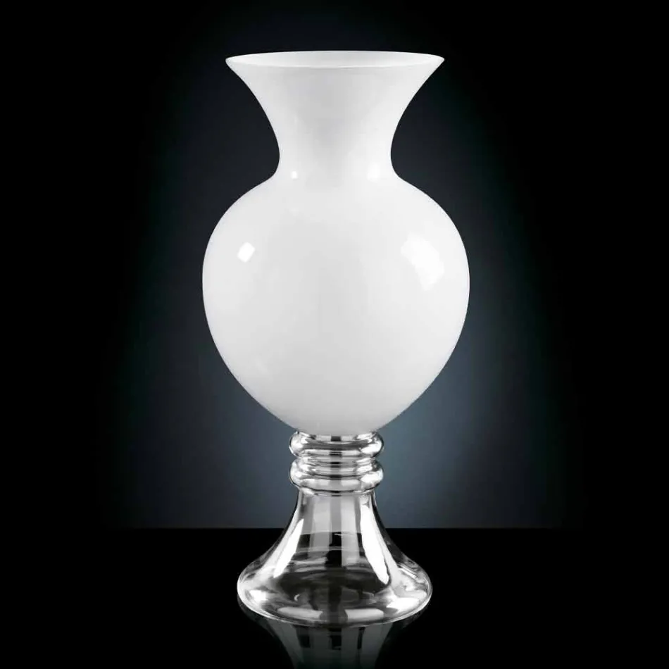 Vaso Decorativo da Interno in Vetro Bianco e Trasparente Made in Italy - Frodino Viadurini